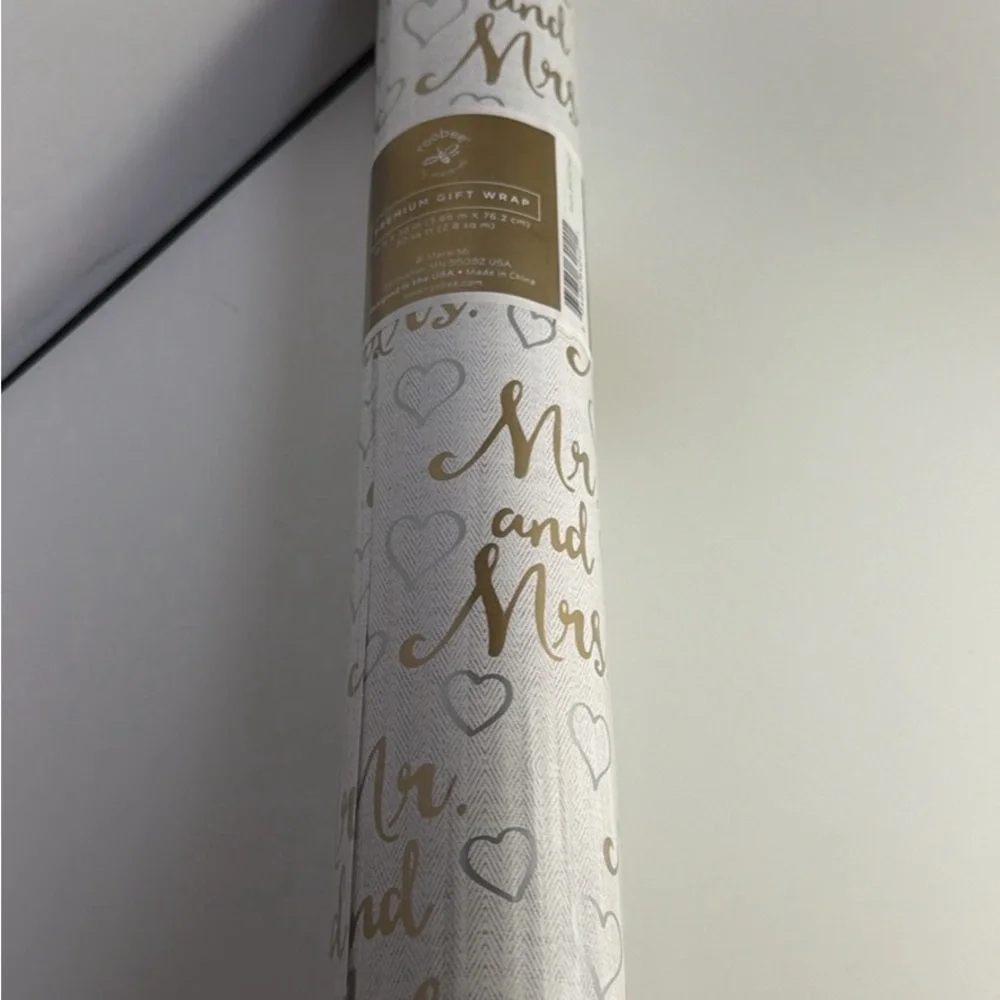 Elegant Mr. and Mrs. Gift Wrap - Gold and White